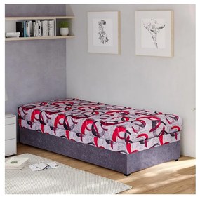 Pat tapițat ESTEL cu spațiu de depozitare, 90 x 200 cm, gri