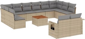 vidaXL Set canapele de grădină, 13 piese, cu perne, bej, poliratan