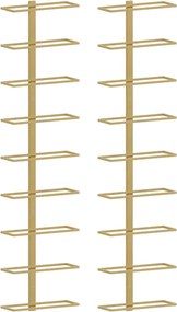 vidaXL Suport sticle de vin, de perete, 9 sticle, 2 buc., auriu, fier