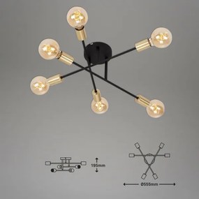 Lustră aplicată Briloner 3868-065 BLACK STEEL 6xE27/60W/230V