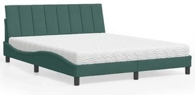 vidaXL Pat cu saltea, verde închis, 160x200 cm, catifea