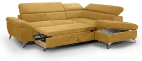 Canapea colțar extensibilă SALERNO, formă L, dreapta, galbenă