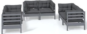 vidaXL Set mobilier de grădină cu perne, 6 piese, lemn masiv de pin