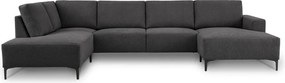 Colțar gri antracit cu tapițerie din chenille (cu colț pe partea stângă/în formă de "U") Fabian – Scandic