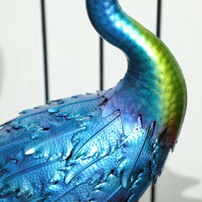 Outsunny Statuie de paun de grădină decorație grădină exterioară din metal rezistentă la elemente 40 x 43 x 83 cm multicolor | Aosom Romania