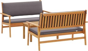 vidaXL Set de canapele pentru grădină 3 pcs Maro 120 x 65,5 x 79 cm