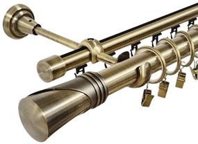 Galerie dubla Duncan, teava neteda si profil,grosime 25 si 19mm, aur antic (Alege marime: 300 cm)