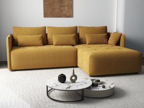 Colțar extensibil dumonde cu ladă de depozitare si sezut confortabil din spuma high-density, Malta Zoom Mustar 235x185 cm