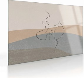 Tablou pe sticlă - Sărut de linie de artă (70x50 cm)