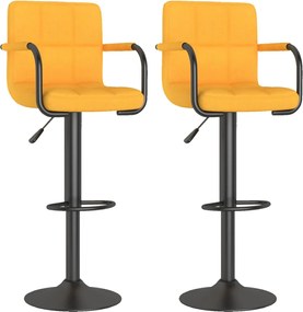 vidaXL Scaune de bar, 2 buc., galben muștar, material textil