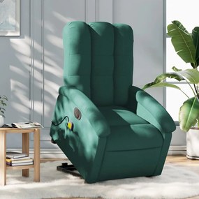 3204134 vidaXL Fotoliu electric masaj rabatabil / ridicare verde închis textil