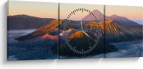 Tablou cu muntele Bromo în Indonesia (cu ceas) (90x30 cm)