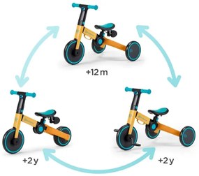 KINDERKRAFT 3în1 tricicletă pentru copii 4TRIKE galben/turcoaz