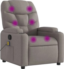 vidaXL Fotoliu de masaj rabatabil, gri taupe, material textil