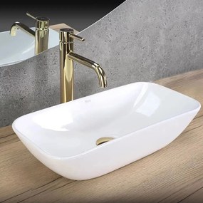 Lavoar pe blat Rea Maria dreptunghiular 48 cm alb lucios