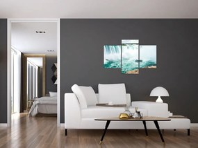 Tablou cu cascadele și corabie (90x60 cm)