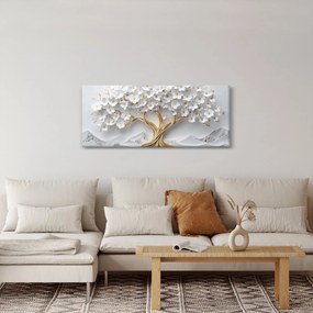 Tablou – Arborele vieții 3D plin de flori (120x50 cm)