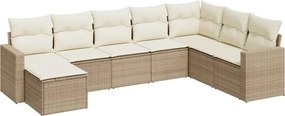 vidaXL Set canapele de grădină, 8 piese, cu perne, bej, poliratan