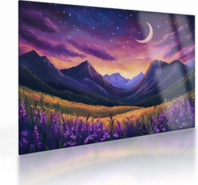Tablou pe sticlă - Peisaj violet (70x50 cm)