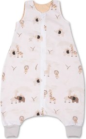 Sac de dormit cu picioare de vara pentru copii 18-36 luni Kidizi Safari Beige 0.5 tog, mansete transformabile in soseta