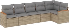 vidaXL Set canapele de grădină cu perne, 6 piese, bej, poliratan
