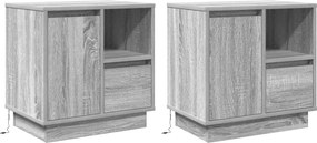 vidaXL Dulap de noapte 2 pcs Gri 50 x 34,5 x 50 cm Lemn compozit