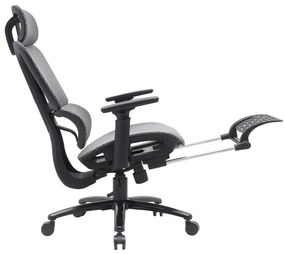 Scaun birou Marks 7.0, cu tetiera si suport pentru picioare, rotativ, reglabil pe inaltime, gri, 57x60x103 cm
