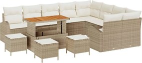 vidaXL Set de canapele pentru grădină cu pernă 13 pcs Bej și crem