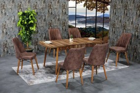 Set masa extensibila cu 4 scaune tapitate Homs cargold 250-30049 nuc-maro 170 x 80 cm