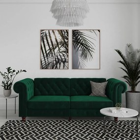 Canapea verde-închis extensibilă cu tapițerie din catifea 236 cm Felix – Støraa