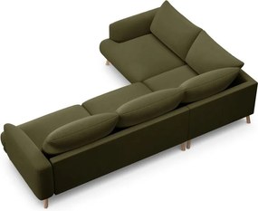 Colțar verde cu tapițerie din catifea (cu colț pe partea stângă/în formă de ”L”) Naomi – Micadoni