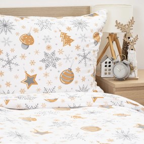Lenjerie de pat din flanel 4Home Golden XmasNight, 140 x 220 cm, 70 x 90 cm, 140 x 220 cm, 70 x 90 cm