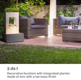 Bloomingstone, fântână, fântână de grădină, fântână decorativă, 20 W, pompă, zinc, LED