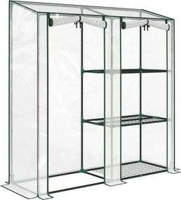 Outsunny Mini Seră cu 3 Rafturi, 2 Uși Rulabile, Seră pentru Grădină cu Cadru din Oțel și Acoperire din Plastic pentru Plante, Legume, Flori, Fructe, Anti UV, 143x45x151 cm, Transparentă | Aosom Romania