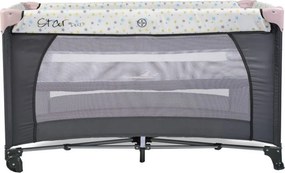 Patut pliant transformabil in tarc copii NOVOKIDS™ Little Star NEST, 60X120 cm, 2 Niveluri, Pliabil, Cu geanta transport inclusa, Fermoar acces