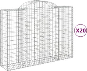 vidaXL Coșuri gabion arcuite 20 buc, 200x50x140/160cm, fier galvanizat