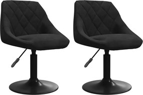 vidaXL Scaune de bucătărie pivotante, 2 buc., negru, catifea