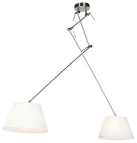 Lampă suspendată din oțel cu abajururi plisate crem 35 cm 2 lumini - Blitz