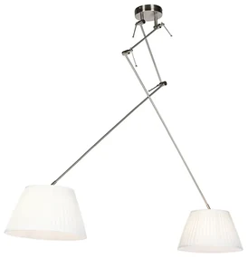 Lampă suspendată din oțel cu abajururi plisate crem 35 cm 2 lumini - Blitz