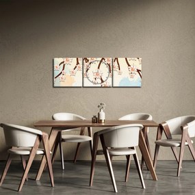 Tablou - Flori colorate pe ramuri (cu ceas) (90x30 cm)