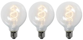 Set 3 lămpi E27 LED cu filament răsucit G95 transparent 5W 400 lm 2200K