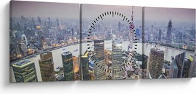 Tablou - Shanghai, China (cu ceas) (90x30 cm)