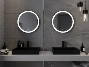 Mexen Esso oglindă de baie iluminată, rotundă 60 cm, LED 6000K, anti-aburire, ramă neagră - 9825-060-060-611-70