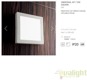 Aplica LED dim. 17x17cm, UNIVERSAL AP1 12W SQUARE BIANCO 138633