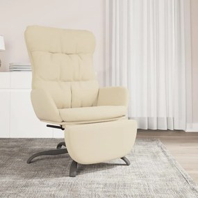 3097596 vidaXL Scaun de relaxare cu taburet, crem, material textil