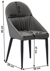 Scaun de masa, piele ecologica gri   metal, KALINA