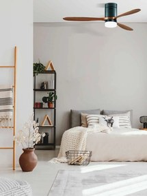 Lustra LED cu Ventilator si telecomanda Crius negru/lemn cires