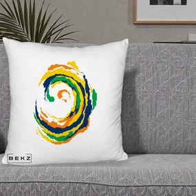 Perna Decorativa Vortex Abstract Colorat, 40x40 cm, Alb Pufos, Husa Detasabila, Perna Inclusa, BEKZ®
