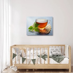 Tablou pe sticlă cu ceașca cu ceai (70x50 cm)