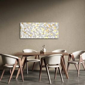 Tablou - Hexagoane alb - auriu (120x50 cm)